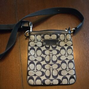 Coach Navy and Gray Patterned Crossbody Bag